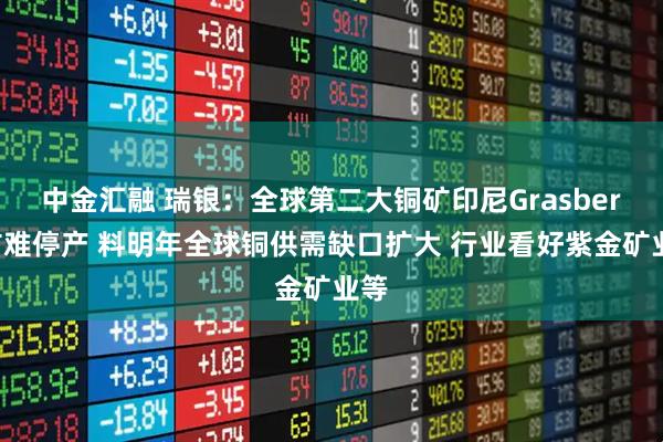 中金汇融 瑞银：全球第二大铜矿印尼Grasberg矿难停产 料明年全球铜供需缺口扩大 行业看好紫金矿业等